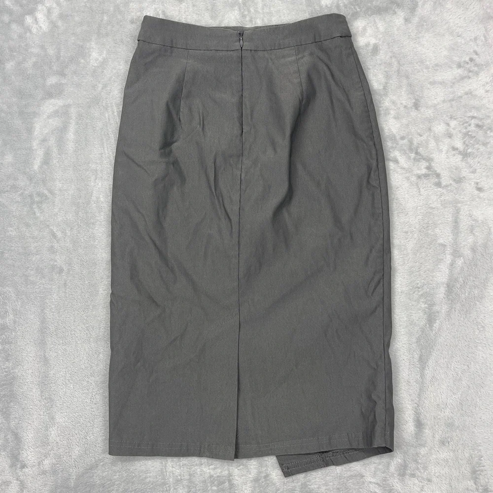 Grace Karin Straight & Pencil Skirt Womens Small Gray Wrap Front Vented Back Zip
